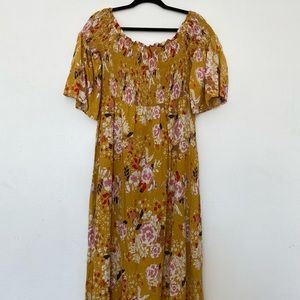 Flying Tomato Yellow Floral Dress, Size Large